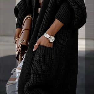 Black Chunky Knit Cardigan